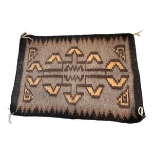 Vintage Navajo Mohair ? Wool ? Klagetoh Trading Post Rug 24x17 Flat Weave Native